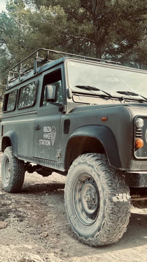 Ibiza Hike Station 4x4 Land Rover used for tailor-made guided hiking adventures in Ibiza and Mallorca